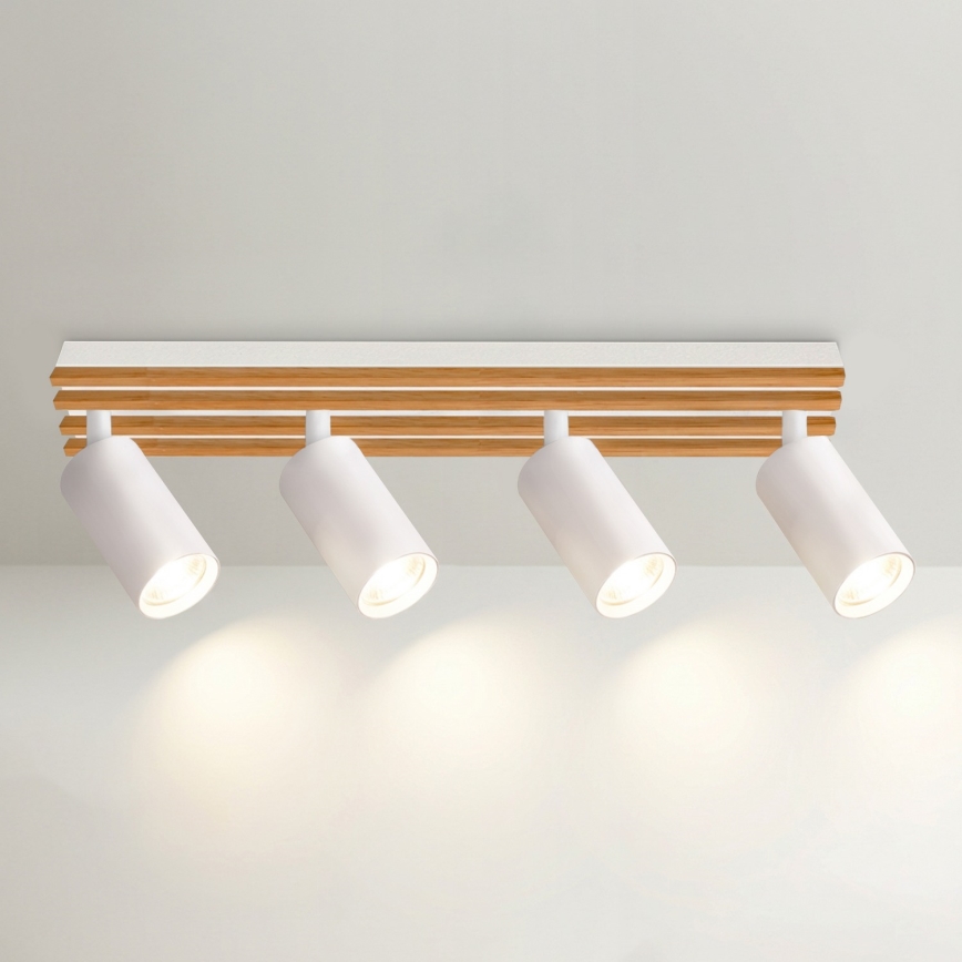 Brilagi - Φωτιστικό σποτ SELE WOOD ACOUSTIC 4xGU10/30W/230V λευκό/ξύλο