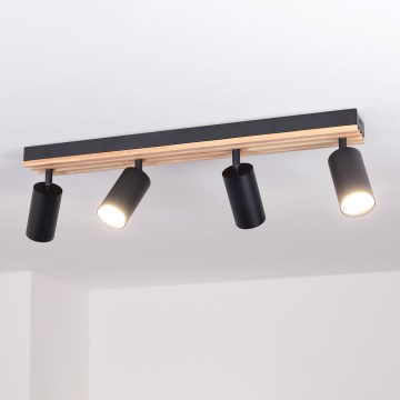 Brilagi - Φωτιστικό σποτ SELE WOOD ACOUSTIC 4xGU10/30W/230V μαύρο/ξύλο