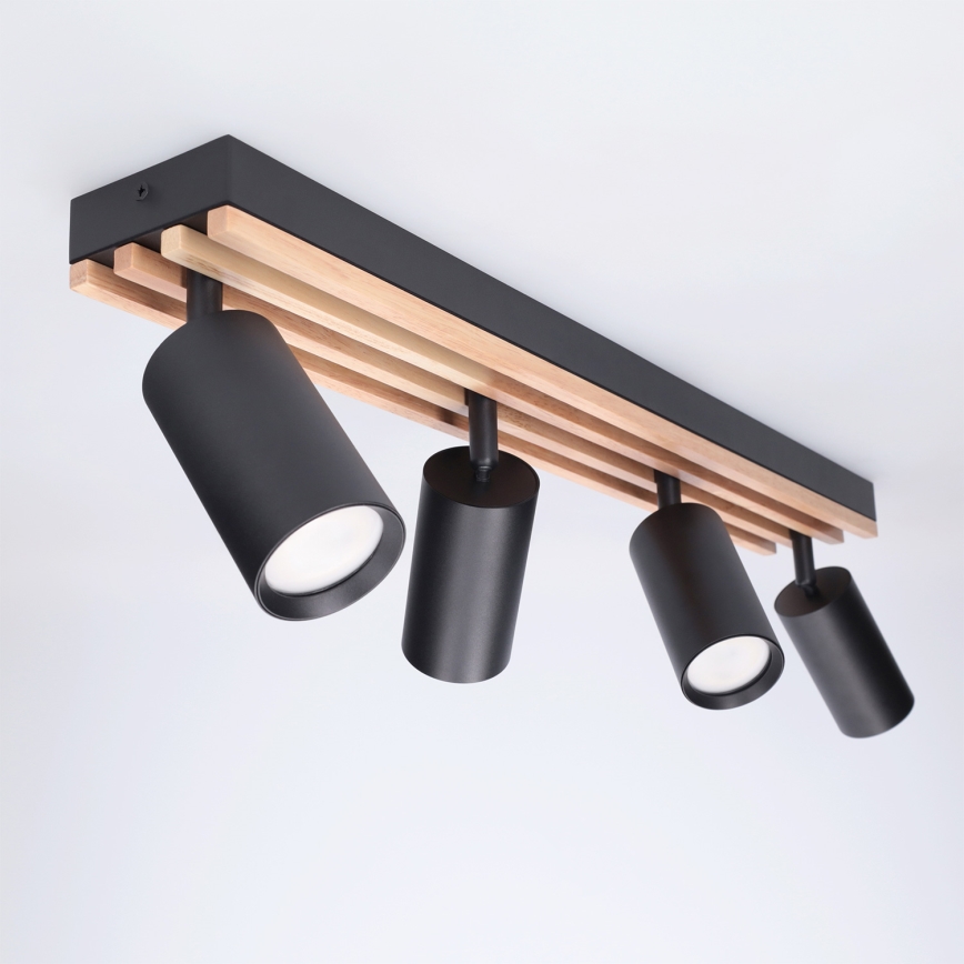 Brilagi - Φωτιστικό σποτ SELE WOOD ACOUSTIC 4xGU10/30W/230V μαύρο/ξύλο