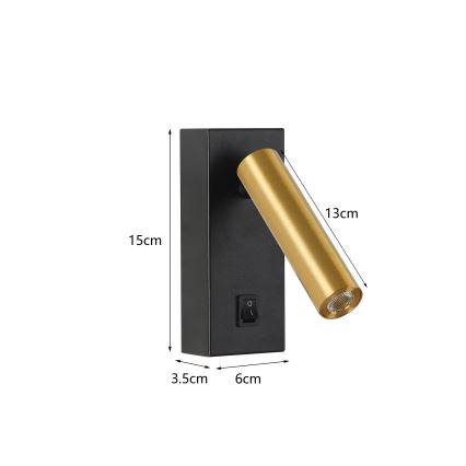 Brilagi - Φωτιστικό σποτ τοίχου LED MAYA LED/3W/230V 4000K μαύρο/χρυσό