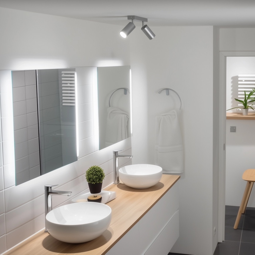 Brilagi - Φωτιστικό σποτ μπάνιου SELE 2xGU10/30W/230V IP44 ασημί