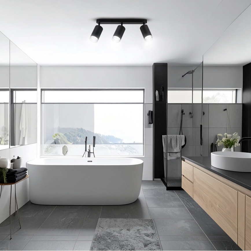 Brilagi - Φωτιστικό σποτ μπάνιου SELE 3xGU10/30W/230V IP44 μαύρο