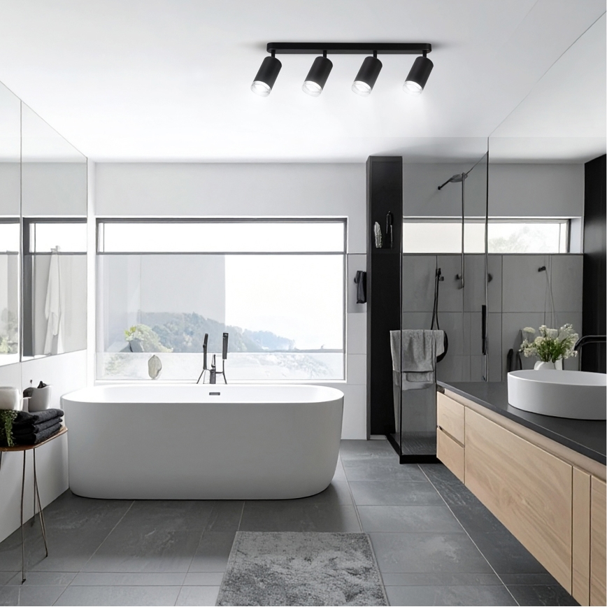 Brilagi - Φωτιστικό σποτ μπάνιου SELE 4xGU10/30W/230V IP44 μαύρο