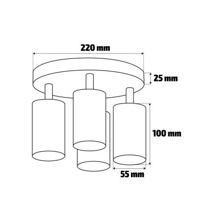 Brilagi - Φωτιστικό σποτ μπάνιου SELE AQUA 4xGU10/30W/230V IP44 μαύρο