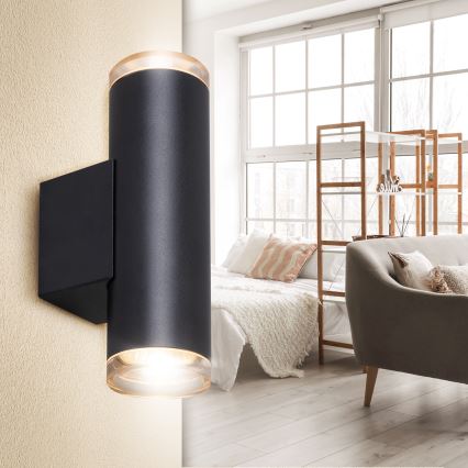 Brilagi - Επιτοίχιο σποτ μπάνιου SELE AQUA 4xGU10/30W/230V IP44 μαύρο