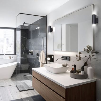 Brilagi - Επιτοίχιο σποτ μπάνιου SELE AQUA 4xGU10/30W/230V IP44 μαύρο