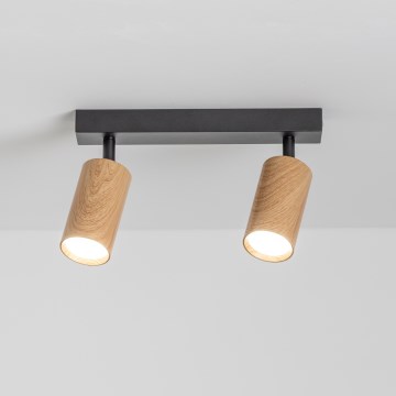 Brilagi - Φωτιστικό σποτ SELE 2xGU10/30W/230V μαύρο/δρύινο ντεκόρ