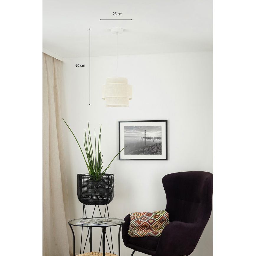 Brilagi - Φωτιστικό οροφής με καλώδιο SPACE YUTE 1xE27/15W/230V διάμ. 25 εκ. κρεμ/λευκό