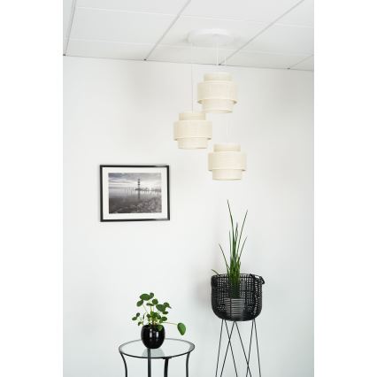 Brilagi - Φωτιστικό οροφής με καλώδιο SPACE YUTE 3xE27/15W/230V κρεμ/λευκό