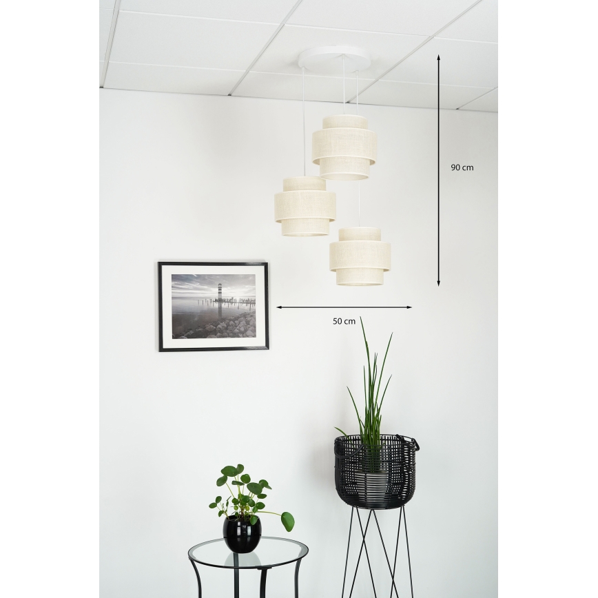 Brilagi - Φωτιστικό οροφής με καλώδιο SPACE YUTE 3xE27/15W/230V κρεμ/λευκό