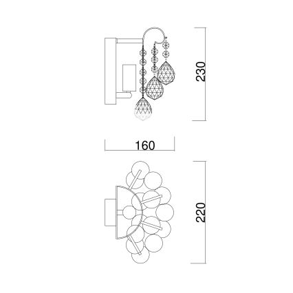 Brilagi - Φωτιστικό τοίχου CRYSTAL 1xE14/60W/230V χρυσό