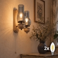 BRILAGI - Φωτιστικό τοίχου LED COTTAGE 2xE14/40W/230V δρυς/καπνιστό γκρι