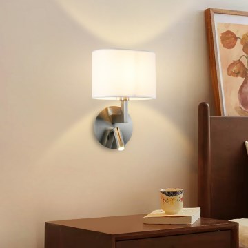 Brilagi - Φωτιστικό τοίχου LED DAYA 1xE14/40W/230V + LED/3W λευκό/ματ χρώμιο