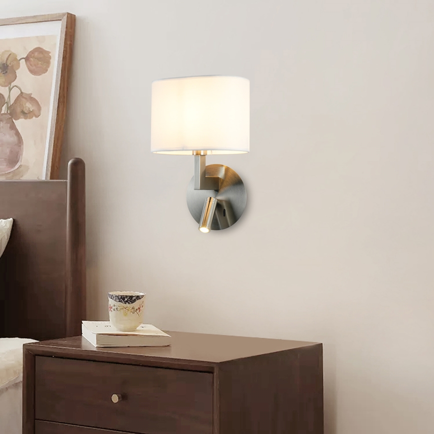 Brilagi - Φωτιστικό τοίχου LED DAYA 1xE14/40W/230V + LED/3W λευκό/ματ χρώμιο