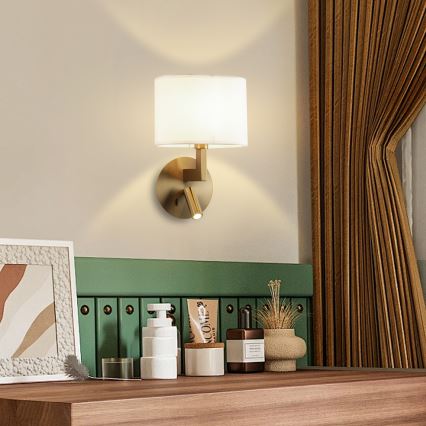 Brilagi - Φωτιστικό τοίχου LED DAYA 1xE14/40W/230V + LED/3W κρεμ/χρυσό