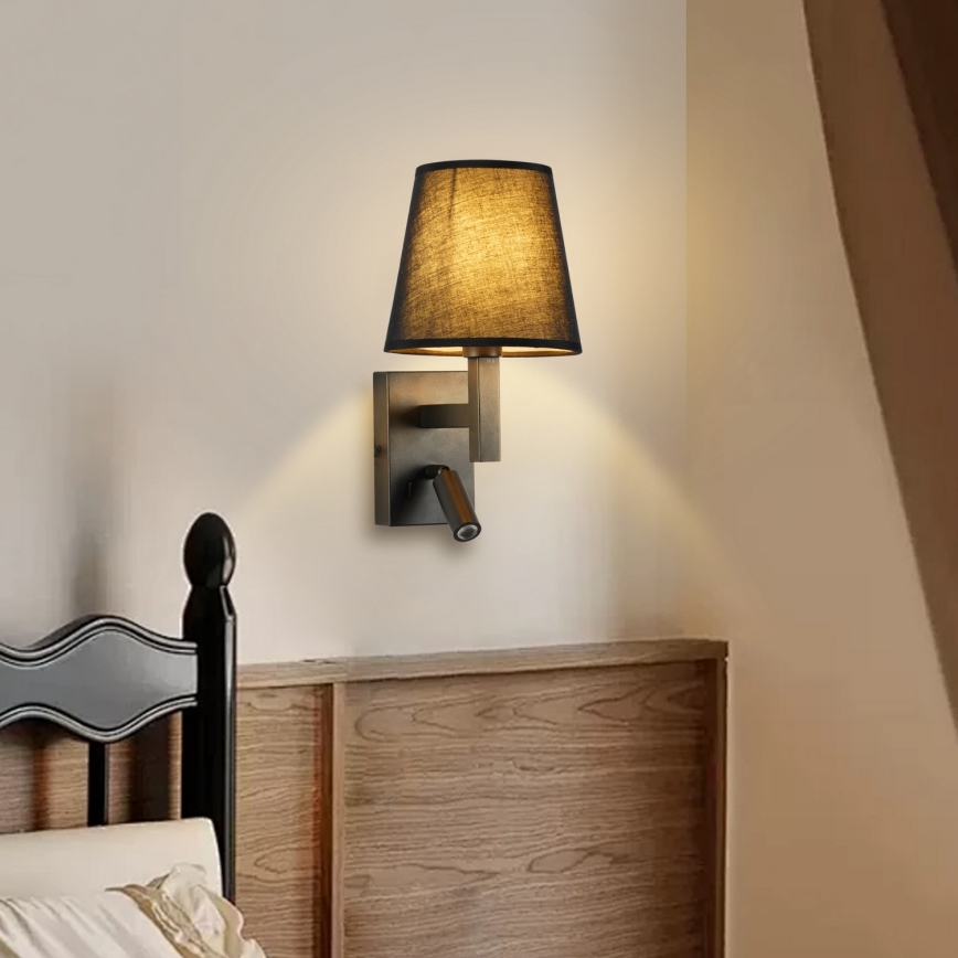 Brilagi - Φωτιστικό τοίχου LED DEYA 1xE14/40W/230V + LED/3W μαύρο