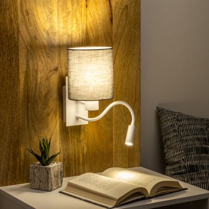 Brilagi - LED Εύκαμπτο φωτιστικό τοίχου NUBILA 1xE27/25W/230V + LED/3W λευκό/ανθρακί