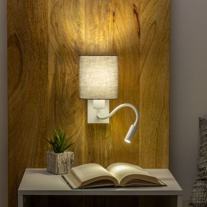 Brilagi - LED Εύκαμπτο φωτιστικό τοίχου NUBILA 1xE27/25W/230V + LED/3W λευκό/ανθρακί