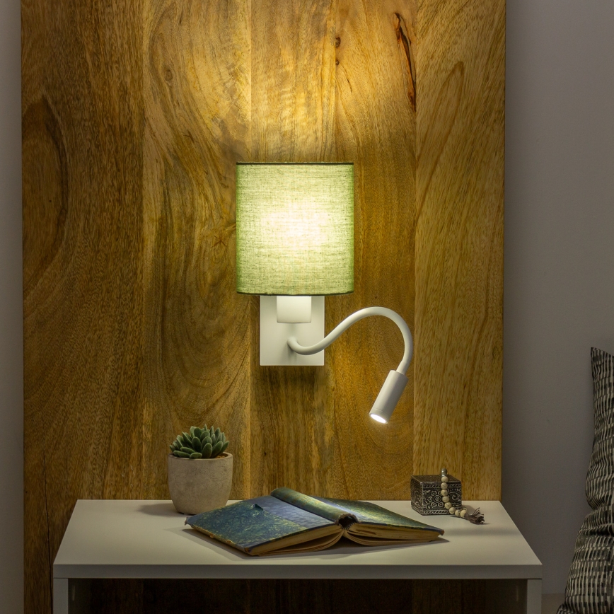 Brilagi - LED Εύκαμπτο φωτιστικό τοίχου NUBILA 1xE27/25W/230V + LED/3W λευκό/πράσινο