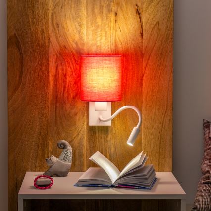 Brilagi - LED Εύκαμπτο φωτιστικό τοίχου NUBILA 1xE27/25W/230V + LED/3W λευκό/ροζ