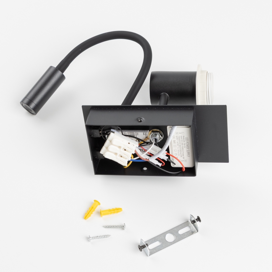 Brilagi - LED Εύκαμπτο φωτιστικό τοίχου NUBILA 1xE27/25W/230V + LED/3W μαύρο/σκούρο μπλε