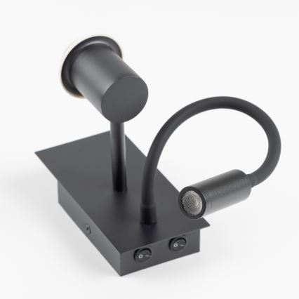 Brilagi - LED Εύκαμπτο φωτιστικό τοίχου NUBILA 1xE27/25W/230V + LED/3W μαύρο/γκρι