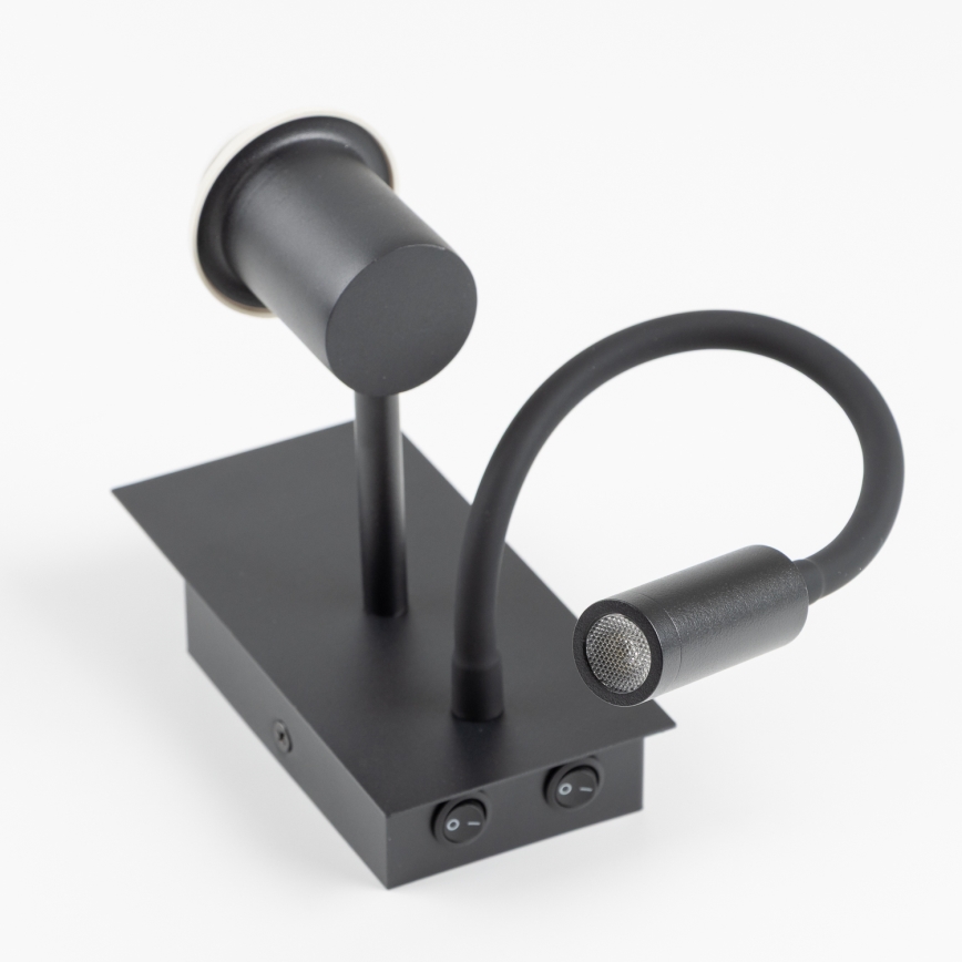 Brilagi - LED Εύκαμπτο φωτιστικό τοίχου NUBILA 1xE27/25W/230V + LED/3W μαύρο/γκρι