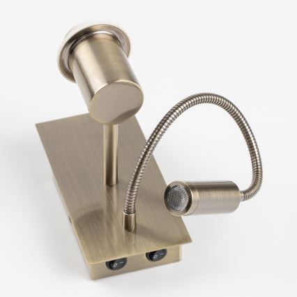 Brilagi - LED Εύκαμπτο φωτιστικό τοίχου NUBILA 1xE27/25W/230V + LED/3W ορείχαλκος/ανθρακί