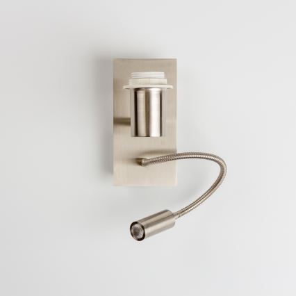 Brilagi - LED Εύκαμπτο φωτιστικό τοίχου NUBILA 1xE27/25W/230V + LED/3W ματ χρώμιο/καφέ