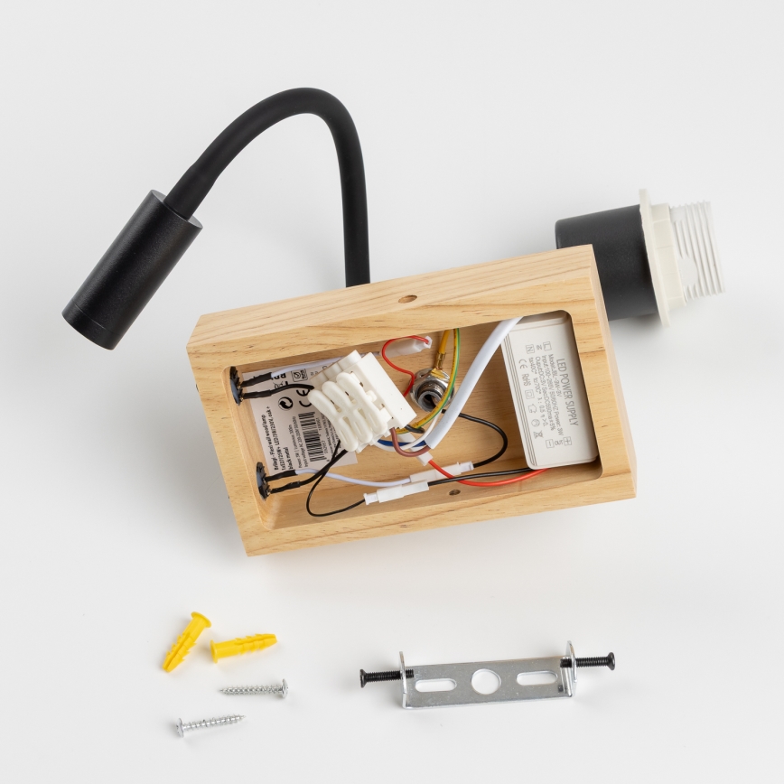 Brilagi - LED Εύκαμπτο φωτιστικό τοίχου NUBILA WOOD 1xE27/25W/230V + LED/3W δρυς/καφέ