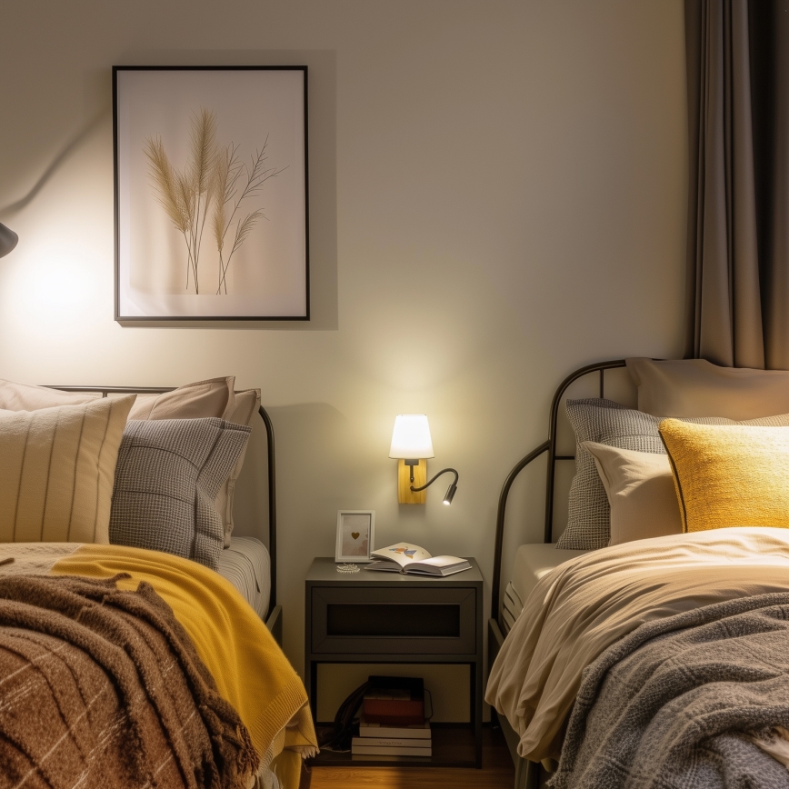 Brilagi - LED Εύκαμπτο φωτιστικό τοίχου NUBILA WOOD 1xE27/25W/230V + LED/3W δρυς/κρεμ