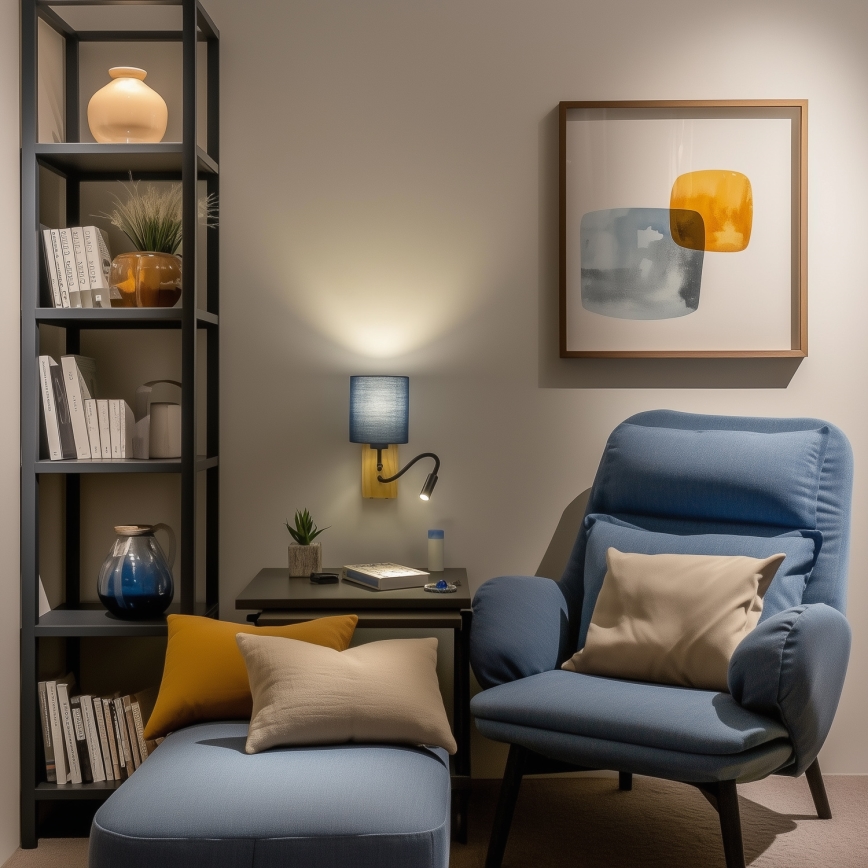 Brilagi - LED Εύκαμπτο φωτιστικό τοίχου NUBILA WOOD 1xE27/25W/230V + LED/3W δρυς/σκούρο μπλε