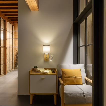 Brilagi - LED Εύκαμπτο φωτιστικό τοίχου NUBILA WOOD 1xE27/25W/230V + LED/3W δρυς/γκρι