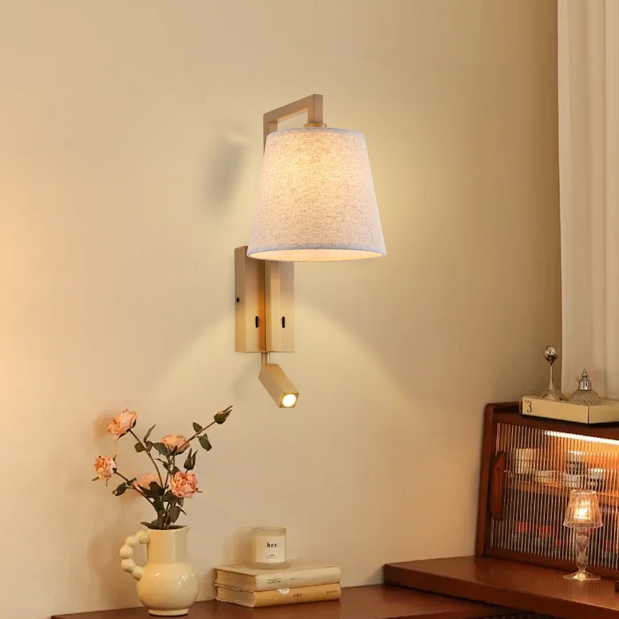 Brilagi - Φωτιστικό τοίχου LED RAYA 1xE14/40W/230V + LED/3W λινάρι/μπεζ