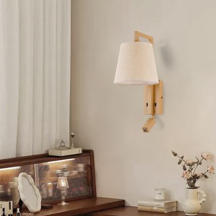 Brilagi - Φωτιστικό τοίχου LED RAYA 1xE14/40W/230V + LED/3W λινάρι/μπεζ