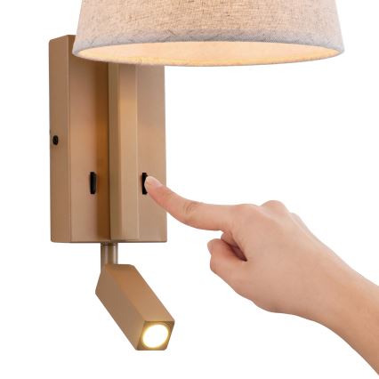 Brilagi - Φωτιστικό τοίχου LED RAYA 1xE14/40W/230V + LED/3W λινάρι/μπεζ