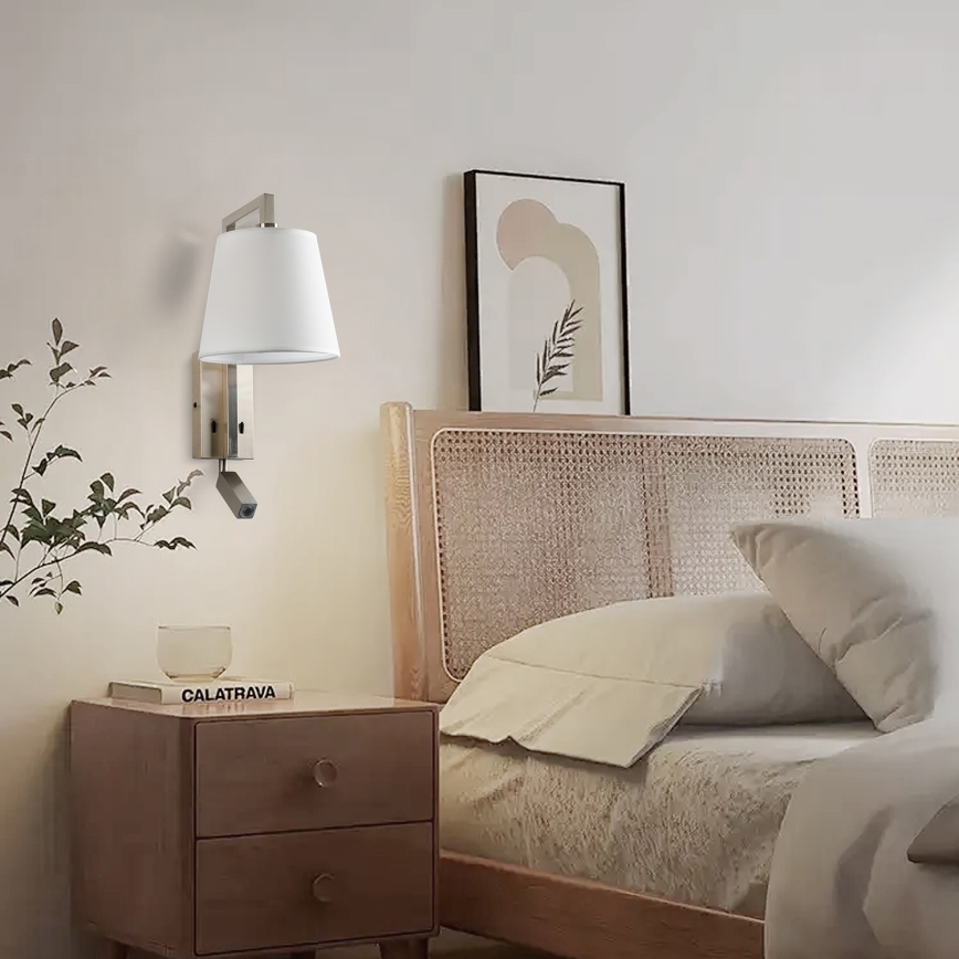 Brilagi - Φωτιστικό τοίχου LED RAYA 1xE14/40W/230V + LED/3W λευκό/ματ χρώμιο