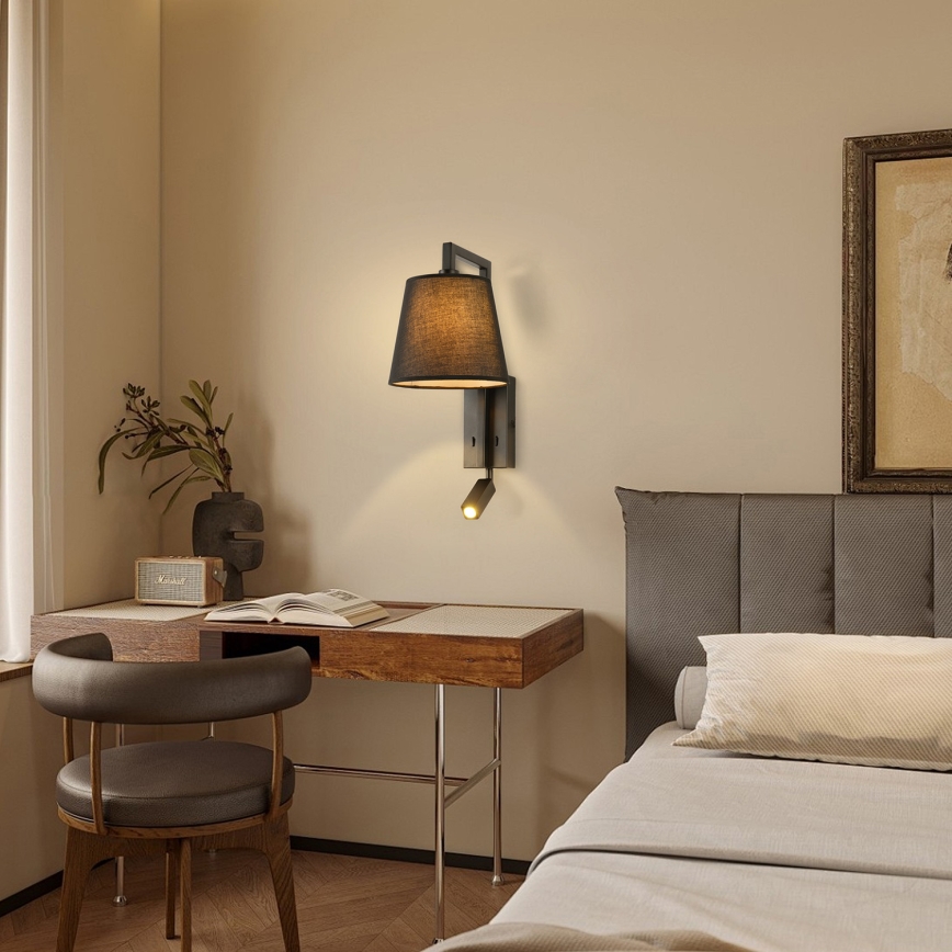 Brilagi - Φωτιστικό τοίχου LED RAYA 1xE14/40W/230V + LED/3W μαύρο