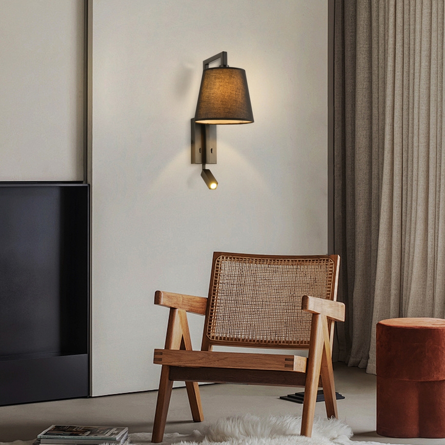 Brilagi - Φωτιστικό τοίχου LED RAYA 1xE14/40W/230V + LED/3W μαύρο