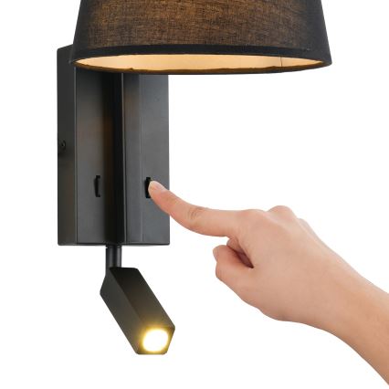 Brilagi - Φωτιστικό τοίχου LED RAYA 1xE14/40W/230V + LED/3W μαύρο