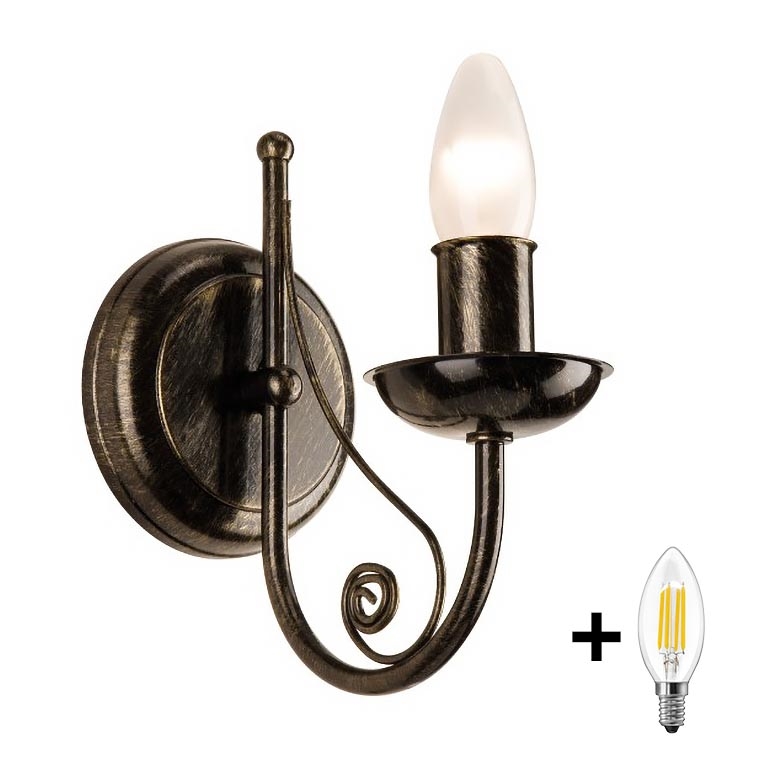 Brilagi - Φωτιστικό τοίχου LED STEFANO 1xE14/40W/230V μαύρη πατίνα