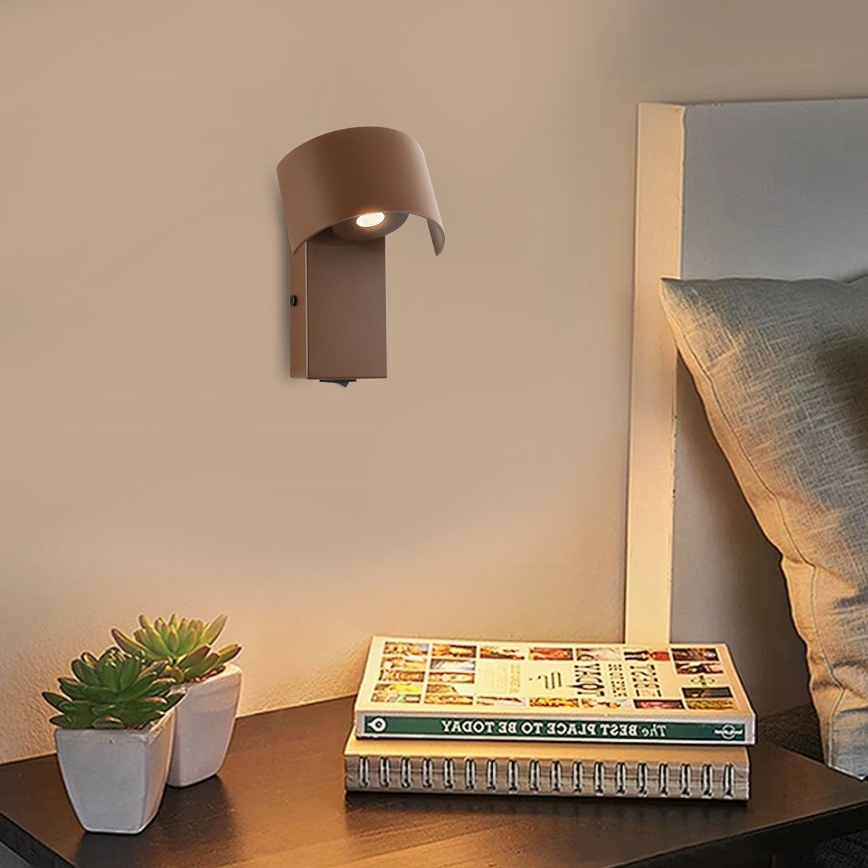 Brilagi - Φωτιστικό τοίχου LED VASTO LED/3W/230V καφέ