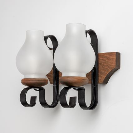 Brilagi - Φωτιστικό τοίχου QUEEN 2xE14/40W/230V οξιά/καρυδιά