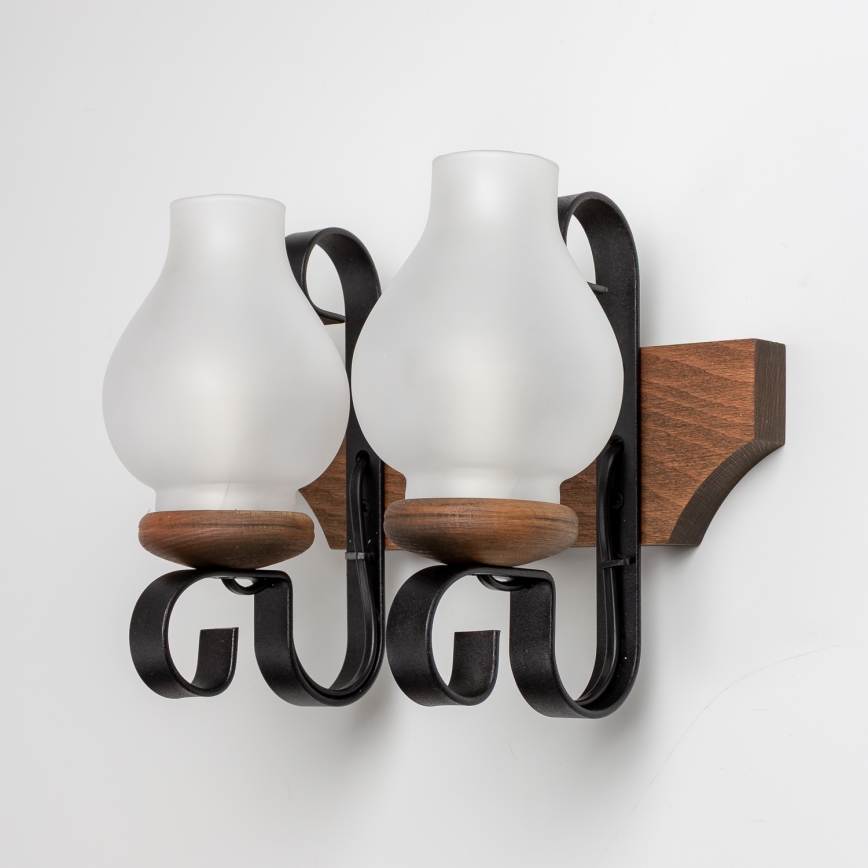 Brilagi - Φωτιστικό τοίχου QUEEN 2xE14/40W/230V οξιά/καρυδιά