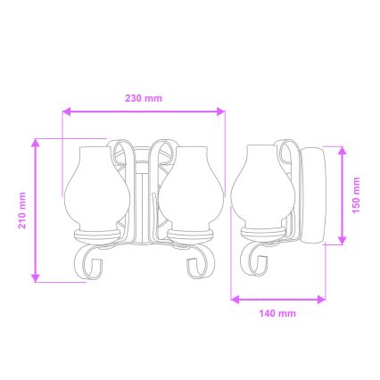 Brilagi - Φωτιστικό τοίχου ROATA APLICA 2xE14/40W/230V οξιά/καρυδιά