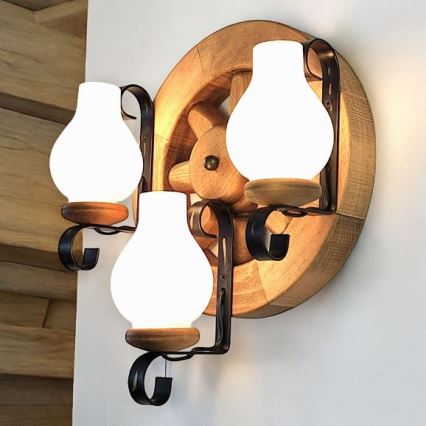 Brilagi - Φωτιστικό τοίχου ROATA APLICA 3xE14/40W/230V οξιά