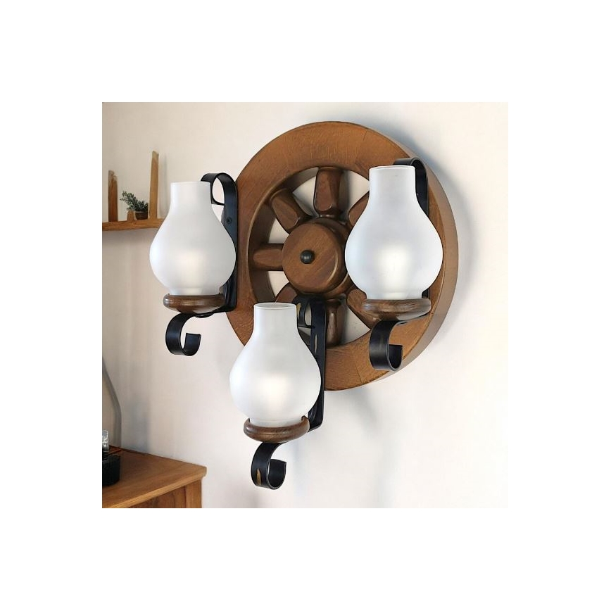 Brilagi - Φωτιστικό τοίχου ROATA APLICA 3xE14/40W/230V οξιά/καρυδιά