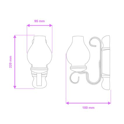 Brilagi - Φωτιστικό τοίχου RUSTIC 1xE14/40W/230V οξιά/καρυδιά