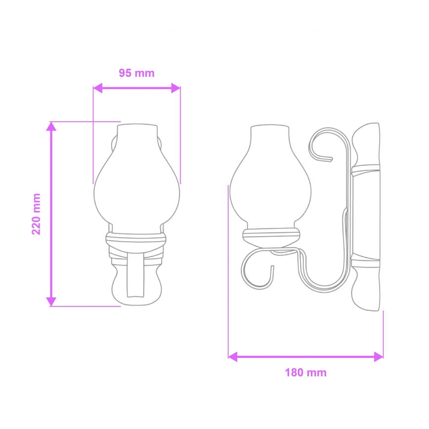 Brilagi - Φωτιστικό τοίχου RUSTIC 1xE14/40W/230V οξιά/καρυδιά