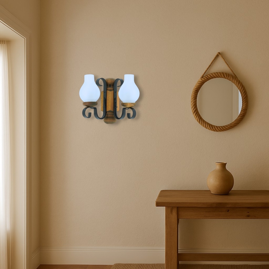 Brilagi - Φωτιστικό τοίχου RUSTIC 2xE14/40W/230V οξιά